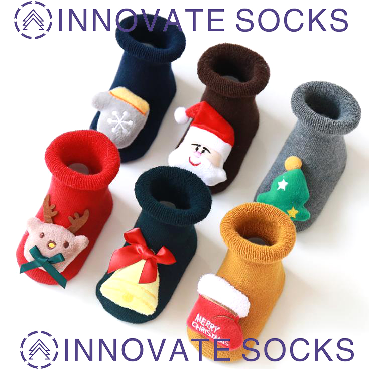 детские рождественские носки хлопчатобумажные кольца пол дети рождественские носки силикагелевый нескользящий ребенок носки